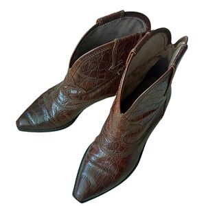 Y2K Vintage Cowboy Boots – Larry Stuart Mexico Croc Embossed Leather Size 7